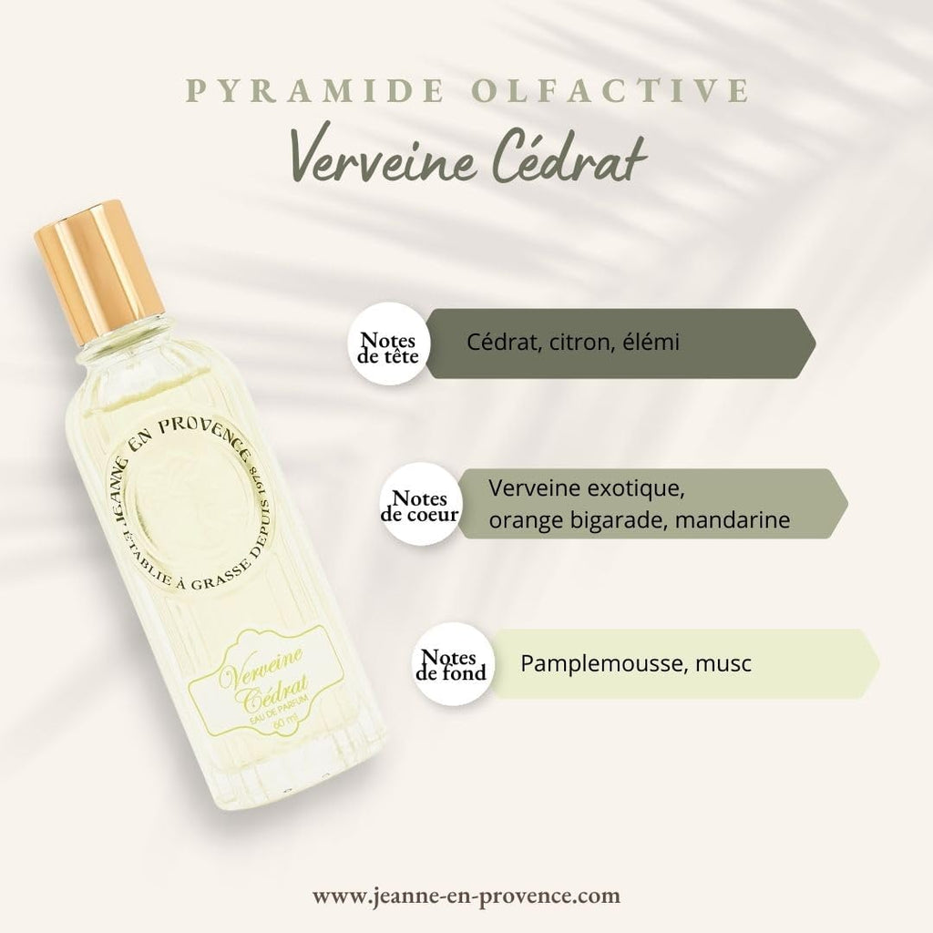 JEANNE EN PROVENCE - Coffret Verveine Beauté Pétillante - Eau de parfum 60ml + Crème mains 75ml + Savon solide 100g - 95% d'Ingrédients d'Origine Naturelle - Savon fabriqué en Provence - 100 gr