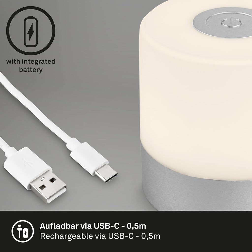 BRILONER - Mini lampe de table LED sans fil, Lampe de chevet à intensité variable Touch, Lampe de bureau, Lampe de lecture, Lampe de table extérieure & intérieure, Bleu