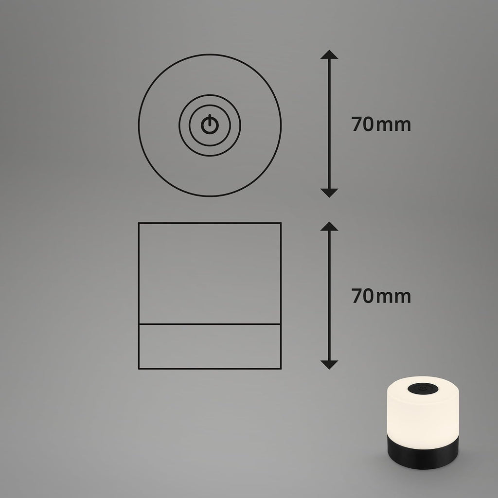 BRILONER - Mini lampe de table LED sans fil, Lampe de chevet à intensité variable Touch, Lampe de bureau, Lampe de lecture, Lampe de table extérieure & intérieure, Bleu