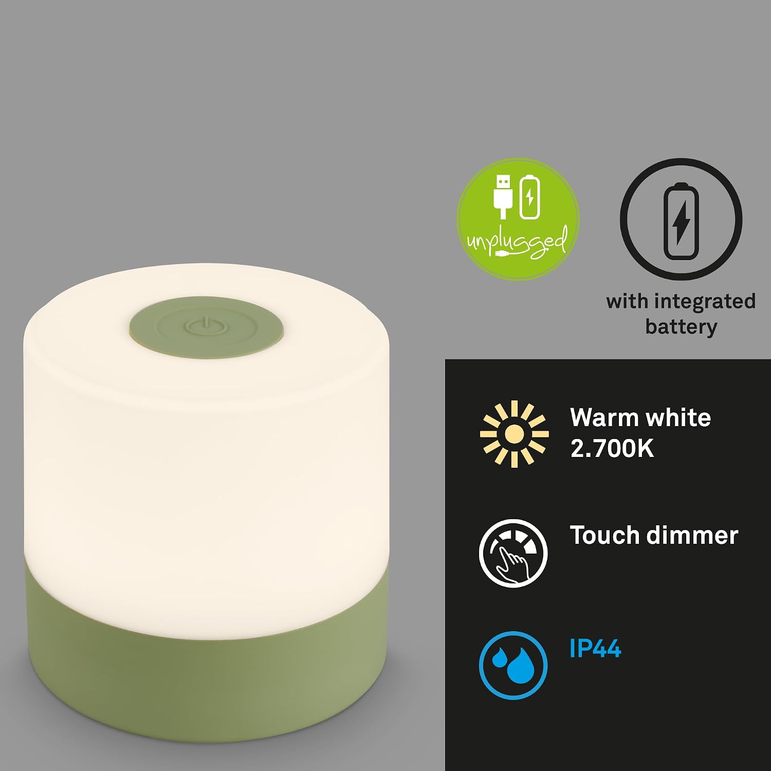 BRILONER - Mini lampe de table LED sans fil, Lampe de chevet à intensité variable Touch, Lampe de bureau, Lampe de lecture, Lampe de table extérieure & intérieure, Bleu