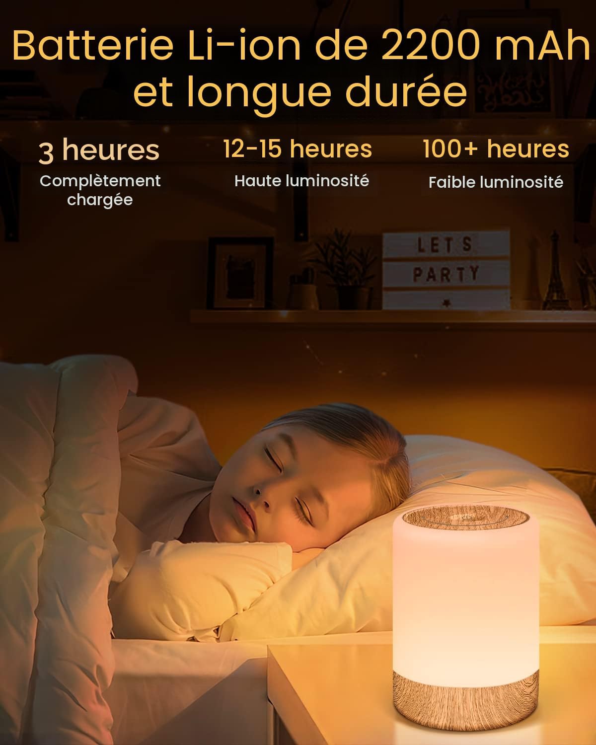 Lampe de Chevet Tactile Intensité Variable, 5 Modes & 256 Couleurs RVB Changement Veilleuse Bébé Enfants Adulte, Lampe d'allaitement LED Rechargeable USB, Lampe de table Sans Fil pour Chambre Ambiance