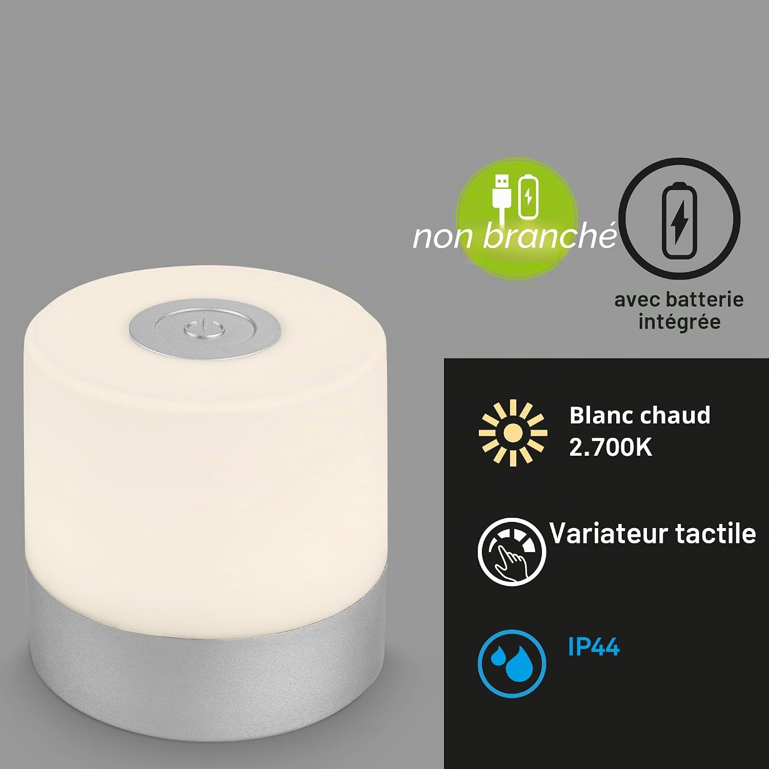 BRILONER - Mini lampe de table LED sans fil, Lampe de chevet à intensité variable Touch, Lampe de bureau, Lampe de lecture, Lampe de table extérieure & intérieure, Bleu