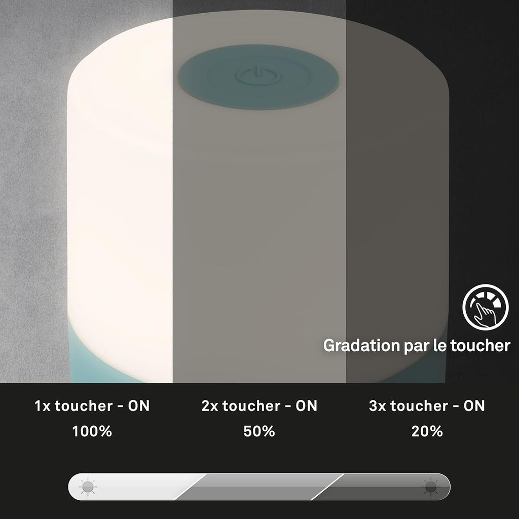 BRILONER - Mini lampe de table LED sans fil, Lampe de chevet à intensité variable Touch, Lampe de bureau, Lampe de lecture, Lampe de table extérieure & intérieure, Bleu