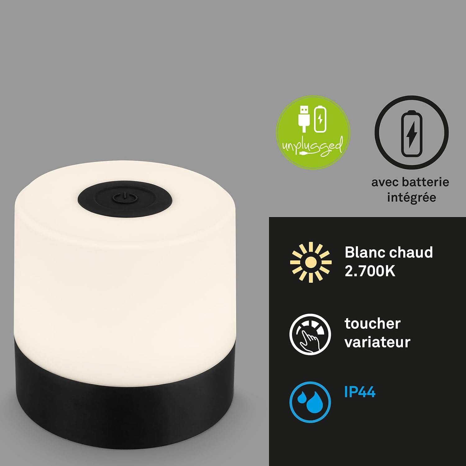 BRILONER - Mini lampe de table LED sans fil, Lampe de chevet à intensité variable Touch, Lampe de bureau, Lampe de lecture, Lampe de table extérieure & intérieure, Bleu