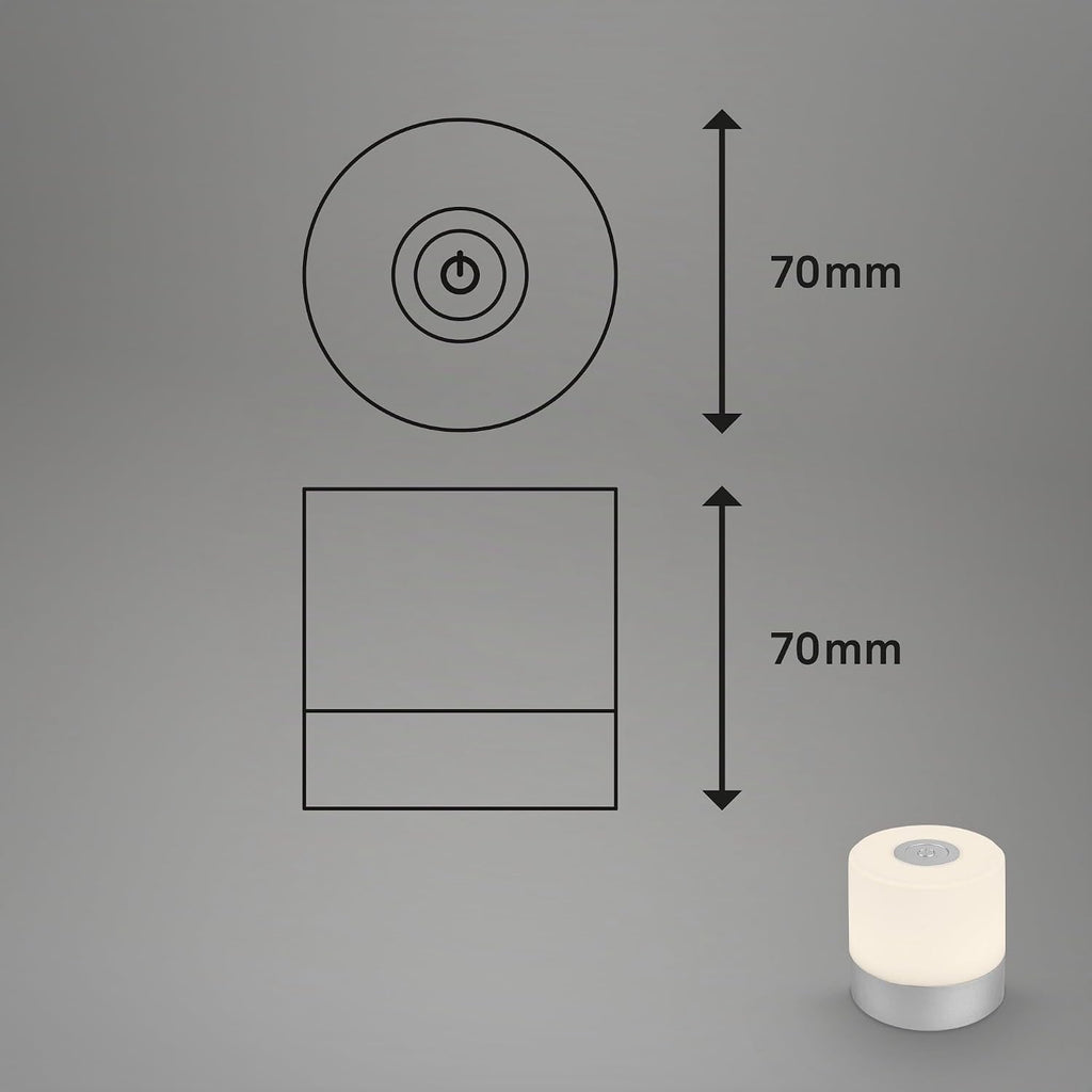 BRILONER - Mini lampe de table LED sans fil, Lampe de chevet à intensité variable Touch, Lampe de bureau, Lampe de lecture, Lampe de table extérieure & intérieure, Bleu