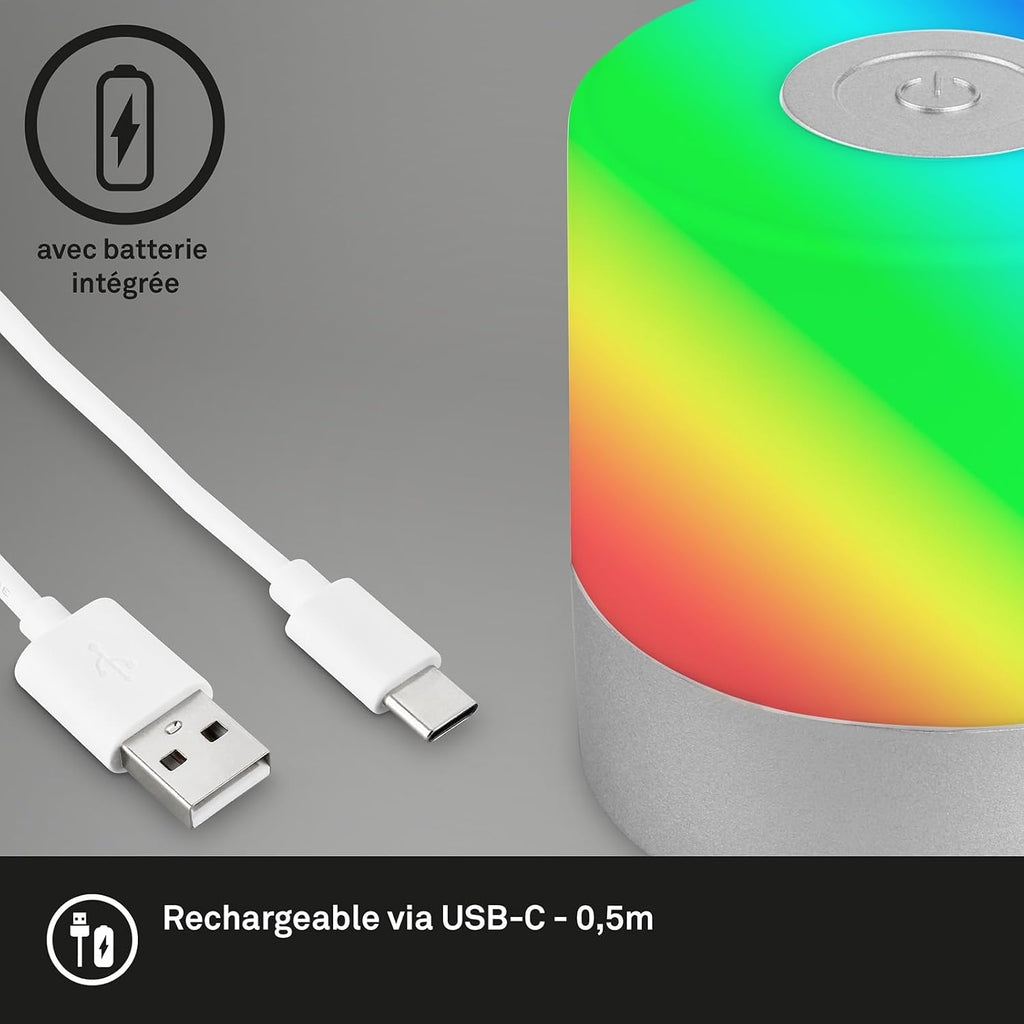BRILONER - Mini lampe de table LED sans fil, Lampe de chevet à intensité variable Touch, Lampe de bureau, Lampe de lecture, Lampe de table extérieure & intérieure, Bleu