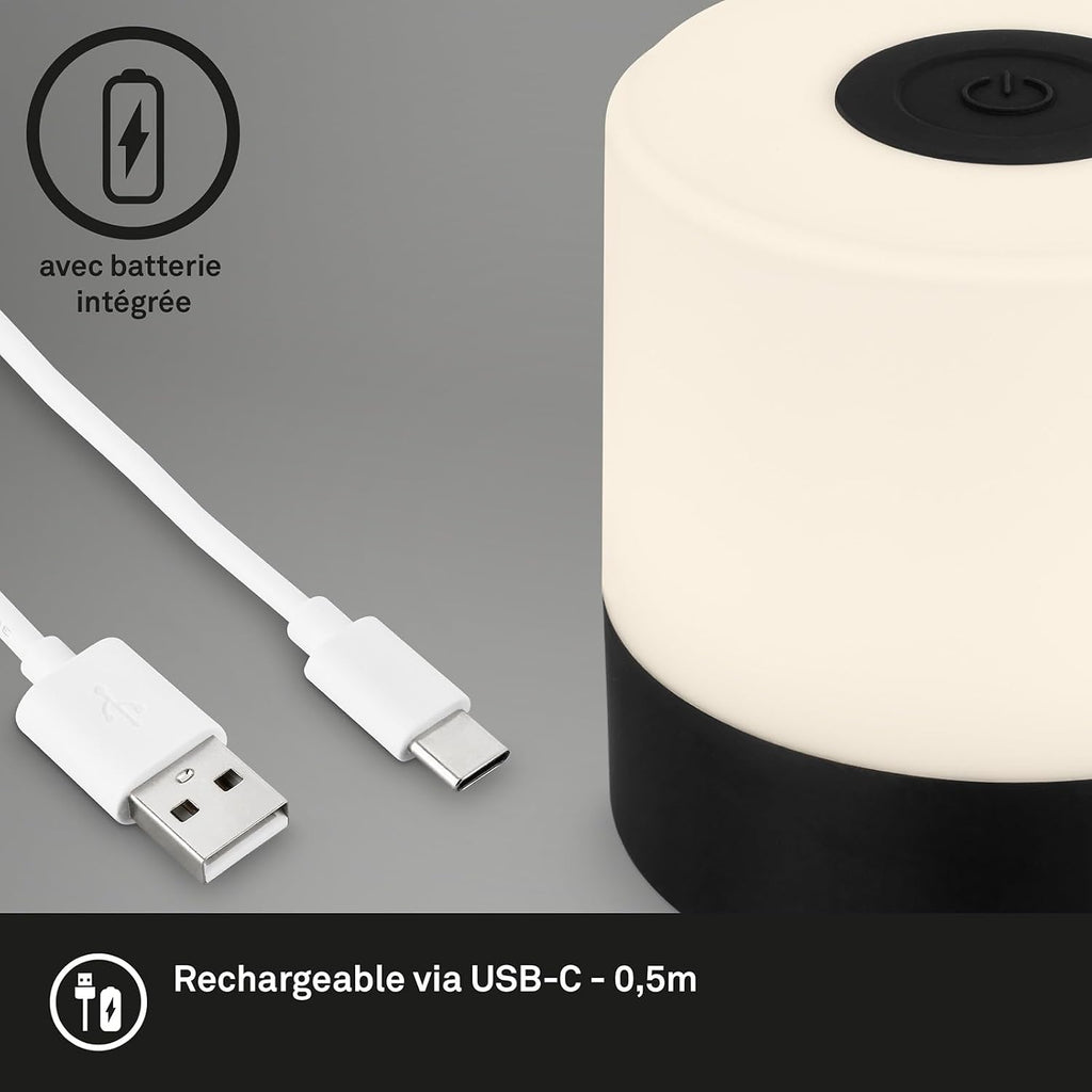 BRILONER - Mini lampe de table LED sans fil, Lampe de chevet à intensité variable Touch, Lampe de bureau, Lampe de lecture, Lampe de table extérieure & intérieure, Bleu