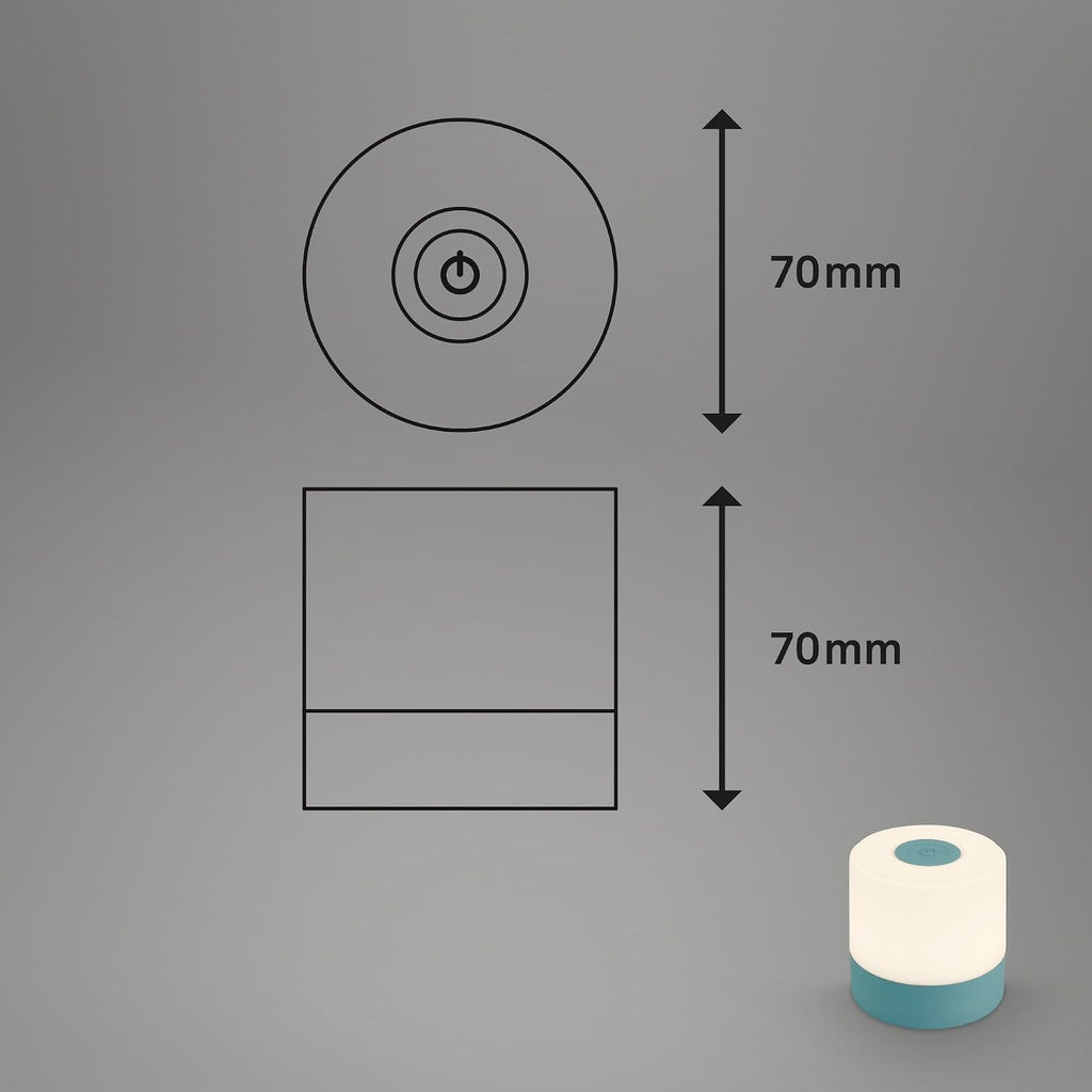 BRILONER - Mini lampe de table LED sans fil, Lampe de chevet à intensité variable Touch, Lampe de bureau, Lampe de lecture, Lampe de table extérieure & intérieure, Bleu