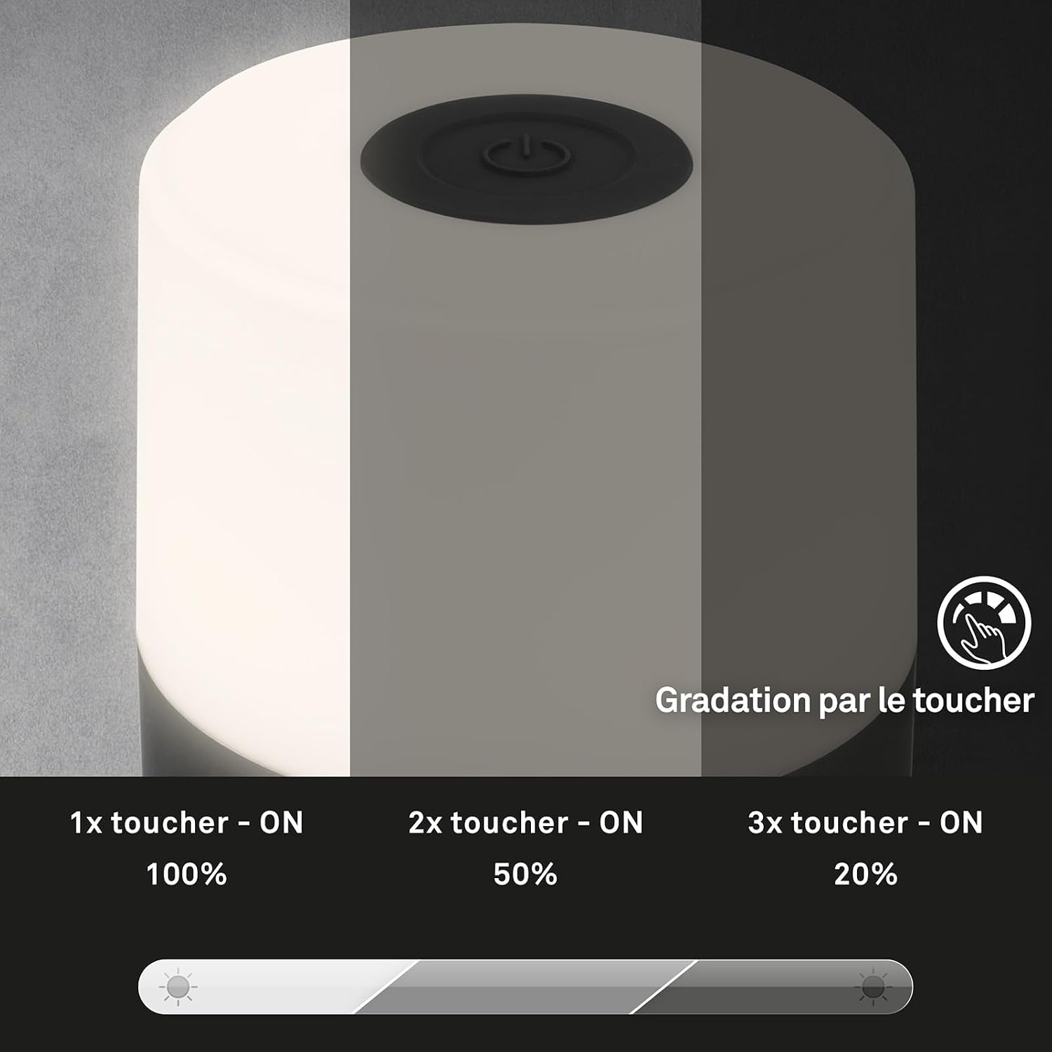 BRILONER - Mini lampe de table LED sans fil, Lampe de chevet à intensité variable Touch, Lampe de bureau, Lampe de lecture, Lampe de table extérieure & intérieure, Bleu