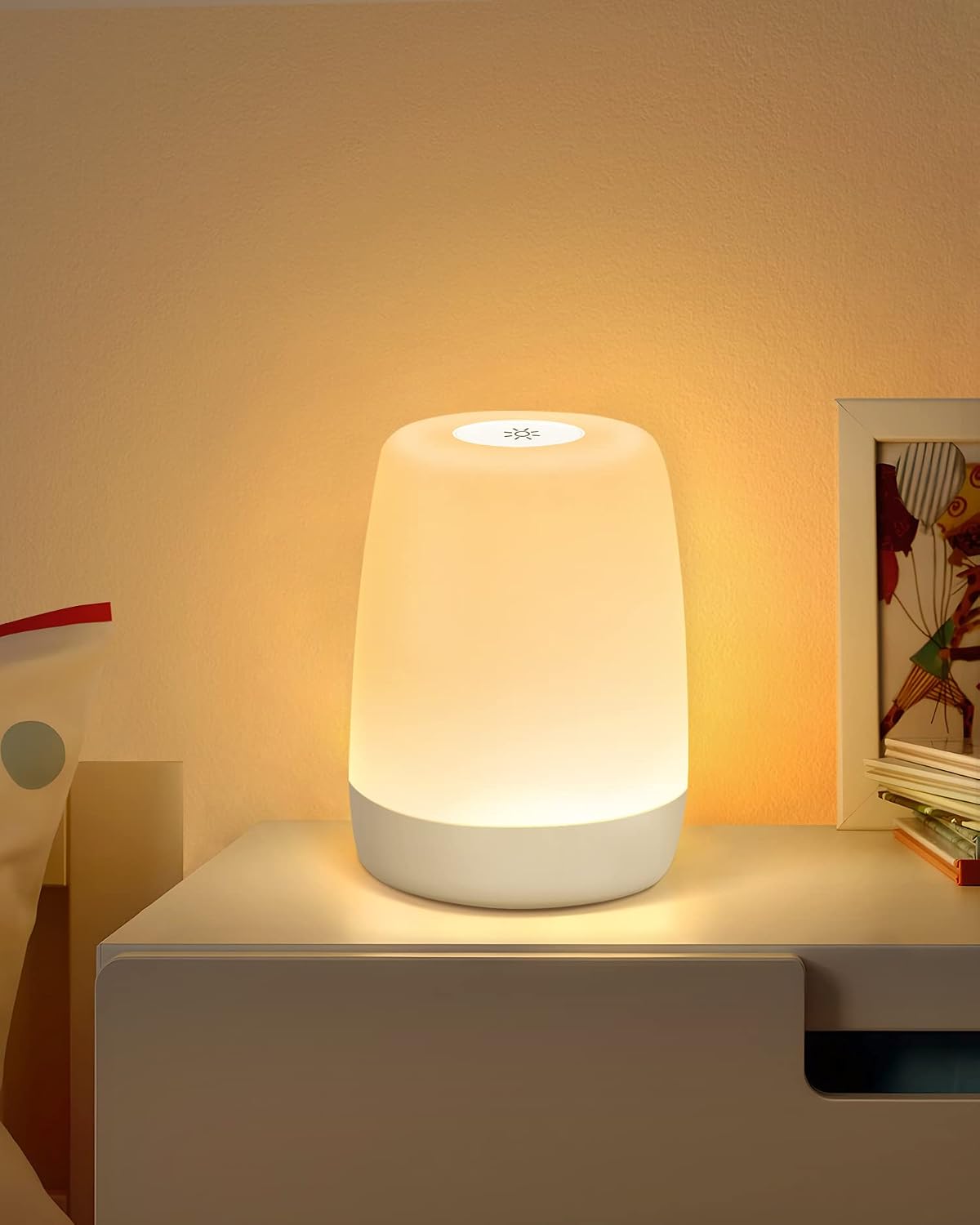 Lampe de Chevet Tactile Intensité Variable, 5 Modes & 256 Couleurs RVB Changement Veilleuse Bébé Enfants Adulte, Lampe d'allaitement LED Rechargeable USB, Lampe de table Sans Fil pour Chambre Ambiance