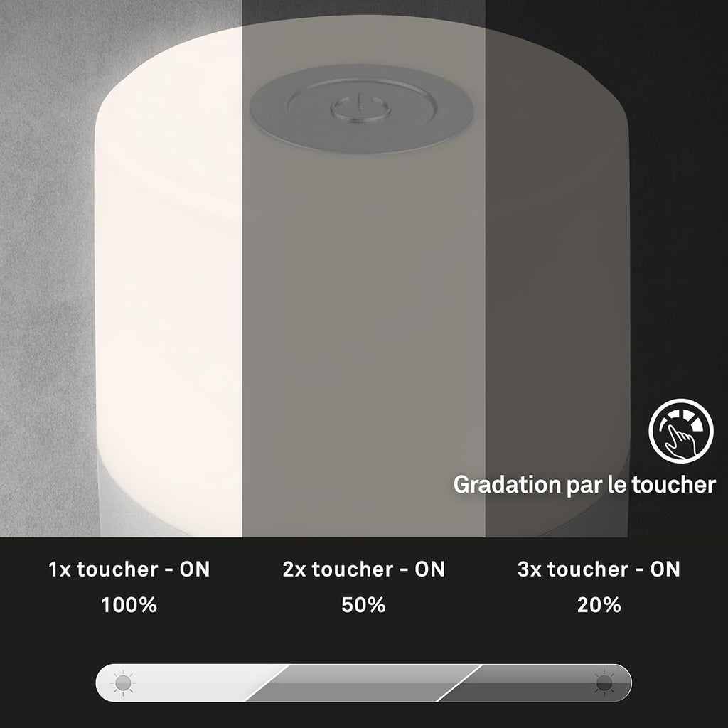 BRILONER - Mini lampe de table LED sans fil, Lampe de chevet à intensité variable Touch, Lampe de bureau, Lampe de lecture, Lampe de table extérieure & intérieure, Bleu