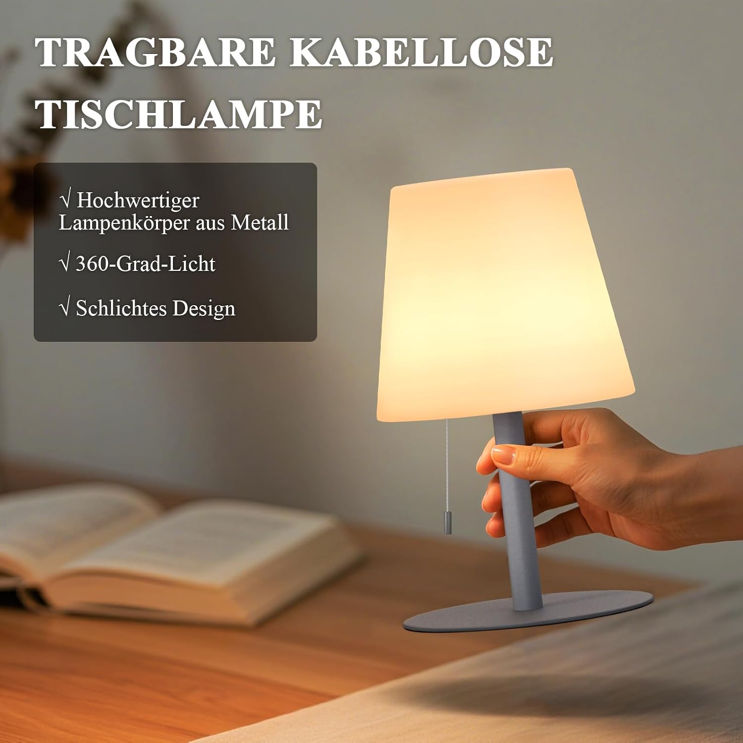 MALUX Lampe de Table sans fil 8 couleurs Blanc chaud Dimmable Lampe Table exterieur Rechargeable IP54 étanche Décoration idéale pour votre maison et votre jardin Table à manger (Gris)