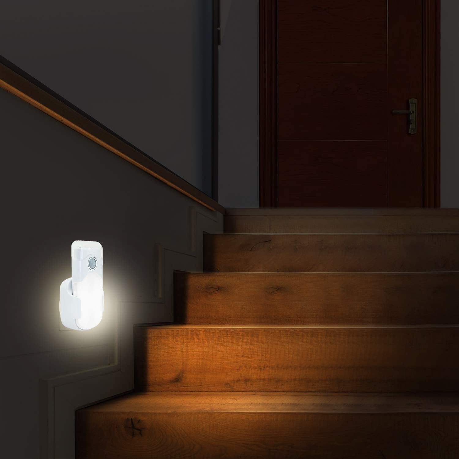 VELAMP - Lampe Torche LED Rechargeable Induction 3 en 1 - Veilleuse Prise Électrique avec Détecteur de Mouvements + Lampe Murale sans Fil Urgence Anti Coupures de Courant + Lampe de Poche Amovible