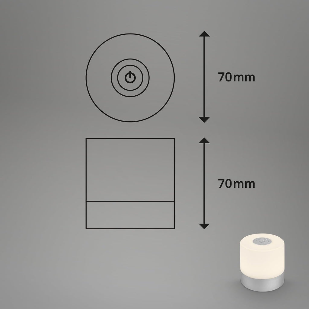 BRILONER - Mini lampe de table LED sans fil, Lampe de chevet à intensité variable Touch, Lampe de bureau, Lampe de lecture, Lampe de table extérieure & intérieure, Bleu