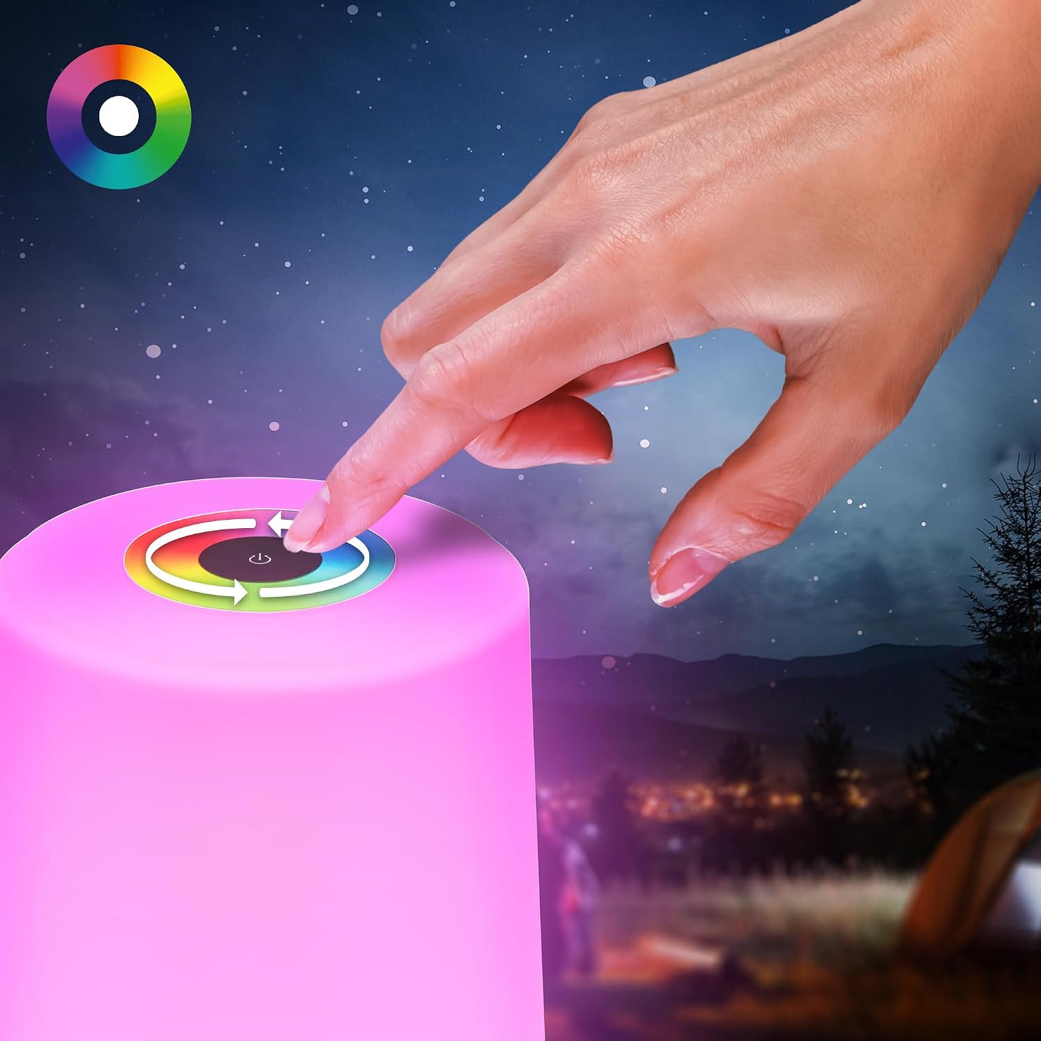 BRILONER - Mini lampe de table LED sans fil, Lampe de chevet à intensité variable Touch, Lampe de bureau, Lampe de lecture, Lampe de table extérieure & intérieure, Bleu