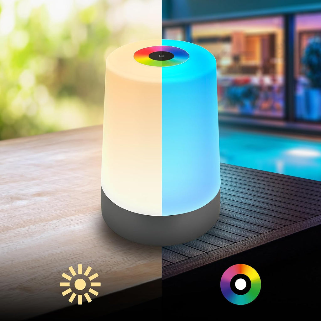BRILONER - Mini lampe de table LED sans fil, Lampe de chevet à intensité variable Touch, Lampe de bureau, Lampe de lecture, Lampe de table extérieure & intérieure, Bleu