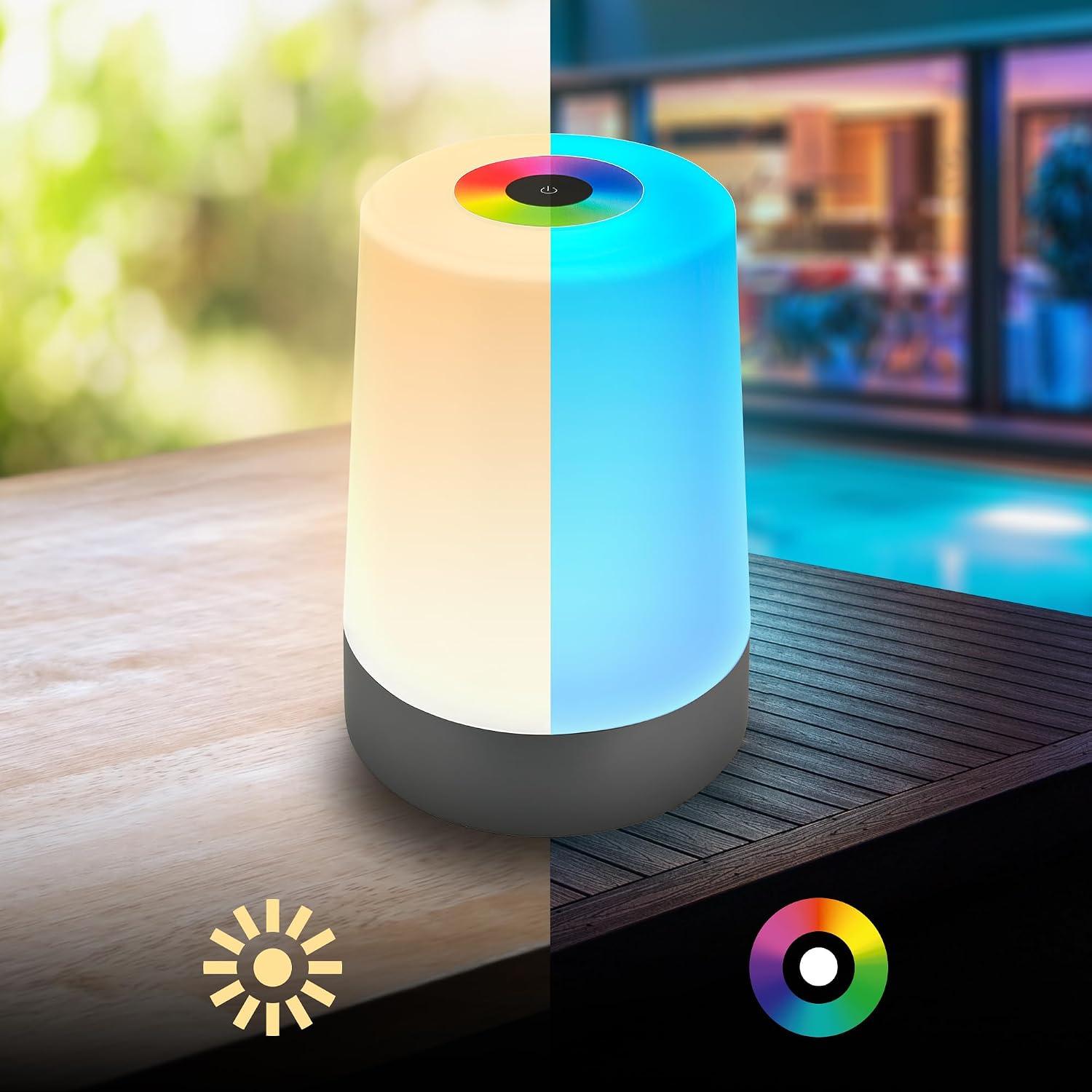 BRILONER - Mini lampe de table LED sans fil, Lampe de chevet à intensité variable Touch, Lampe de bureau, Lampe de lecture, Lampe de table extérieure & intérieure, Bleu