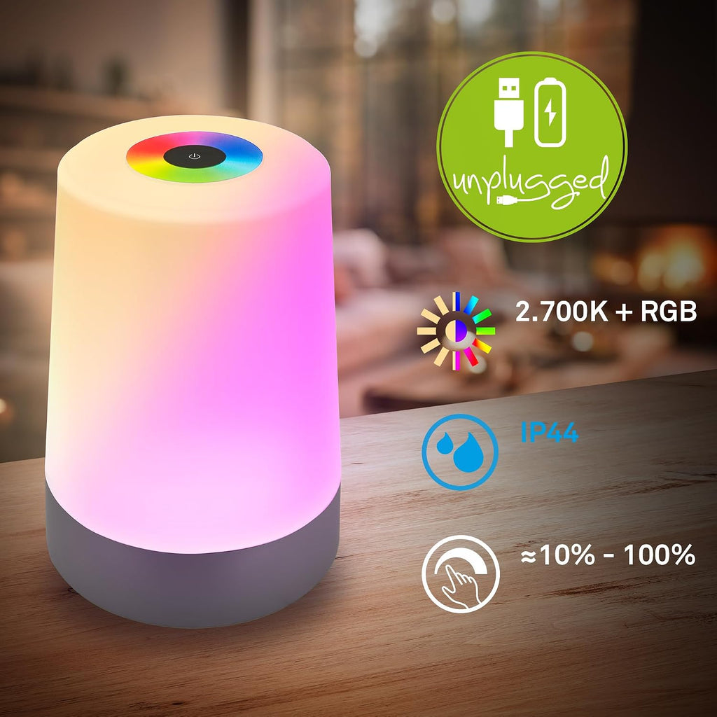 BRILONER - Mini lampe de table LED sans fil, Lampe de chevet à intensité variable Touch, Lampe de bureau, Lampe de lecture, Lampe de table extérieure & intérieure, Bleu