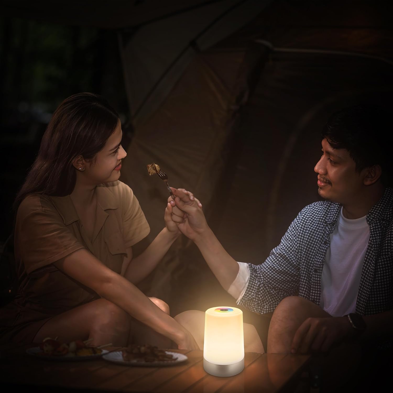BRILONER - Mini lampe de table LED sans fil, Lampe de chevet à intensité variable Touch, Lampe de bureau, Lampe de lecture, Lampe de table extérieure & intérieure, Bleu