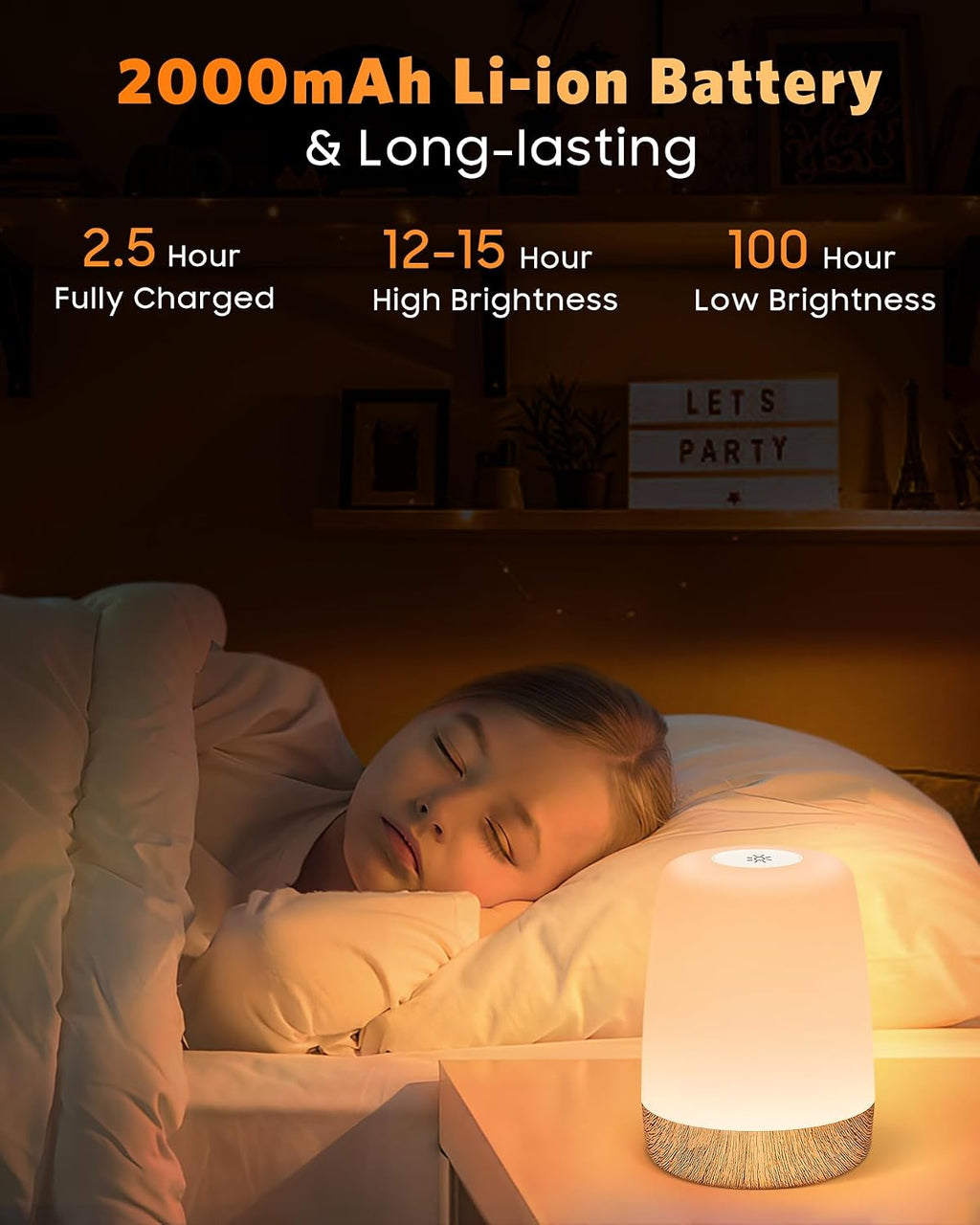 Lampe de Chevet Tactile Intensité Variable, 5 Modes & 256 Couleurs RVB Changement Veilleuse Bébé Enfants Adulte, Lampe d'allaitement LED Rechargeable USB, Lampe de table Sans Fil pour Chambre Ambiance