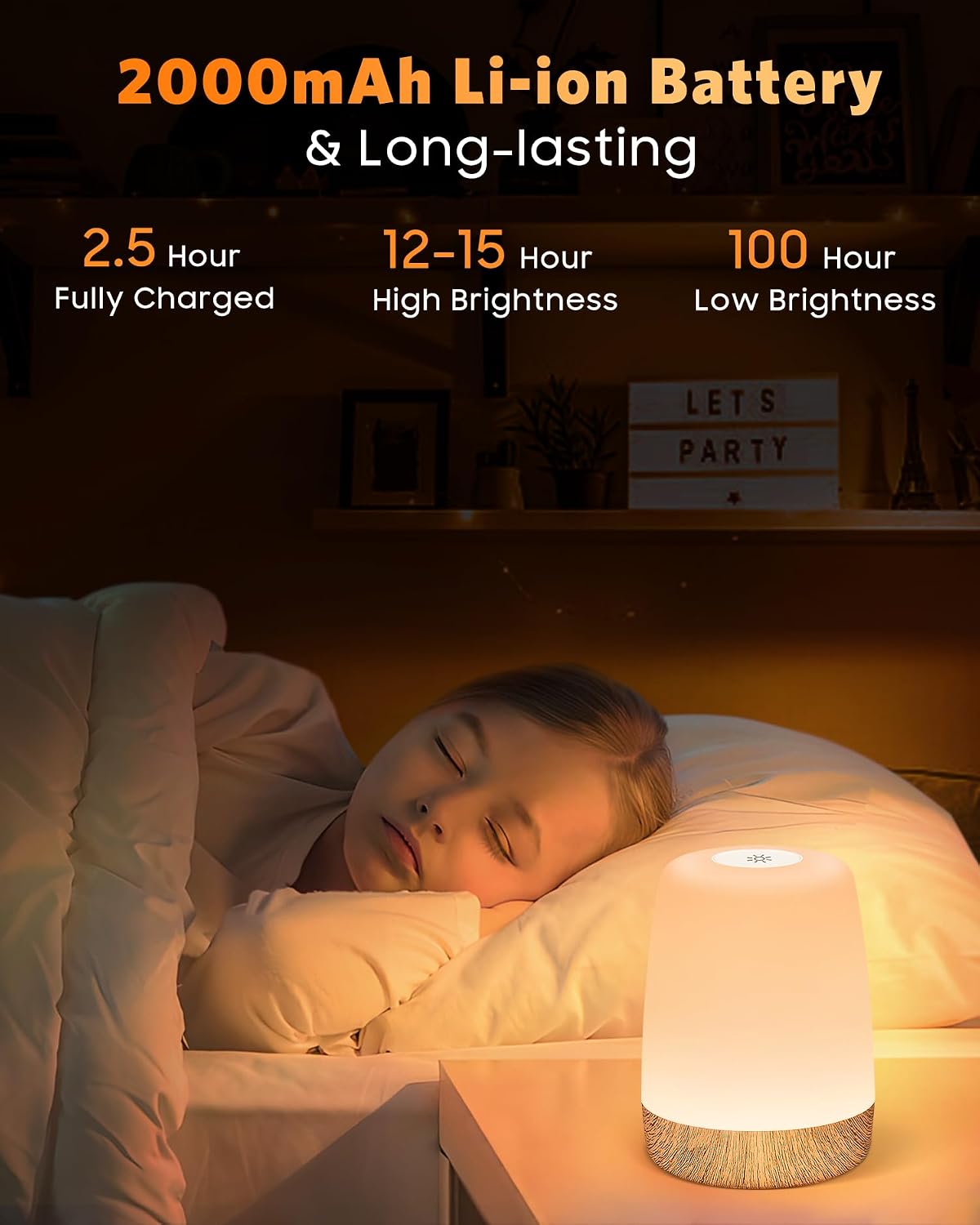 Lampe de Chevet Tactile Intensité Variable, 5 Modes & 256 Couleurs RVB Changement Veilleuse Bébé Enfants Adulte, Lampe d'allaitement LED Rechargeable USB, Lampe de table Sans Fil pour Chambre Ambiance