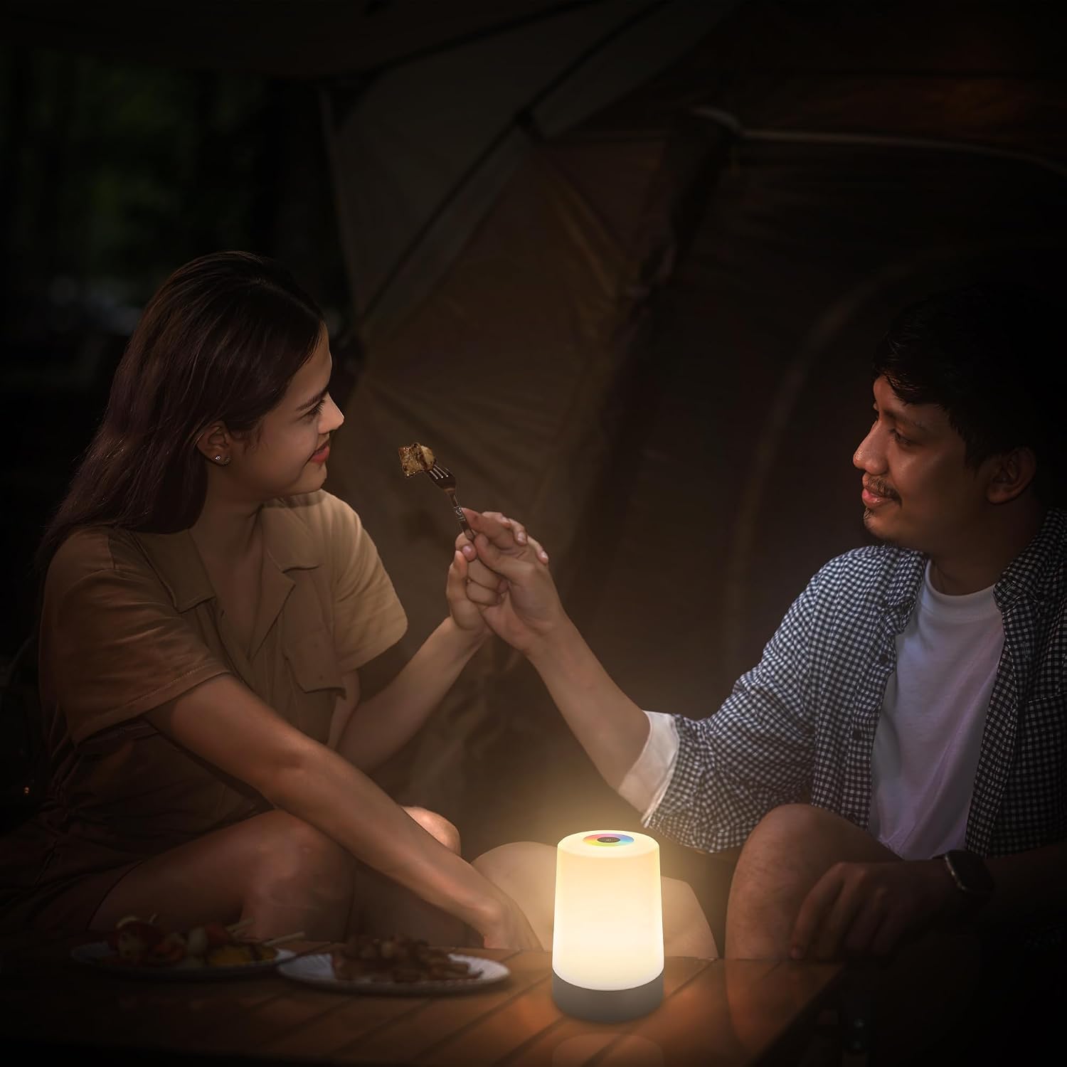 BRILONER - Mini lampe de table LED sans fil, Lampe de chevet à intensité variable Touch, Lampe de bureau, Lampe de lecture, Lampe de table extérieure & intérieure, Bleu