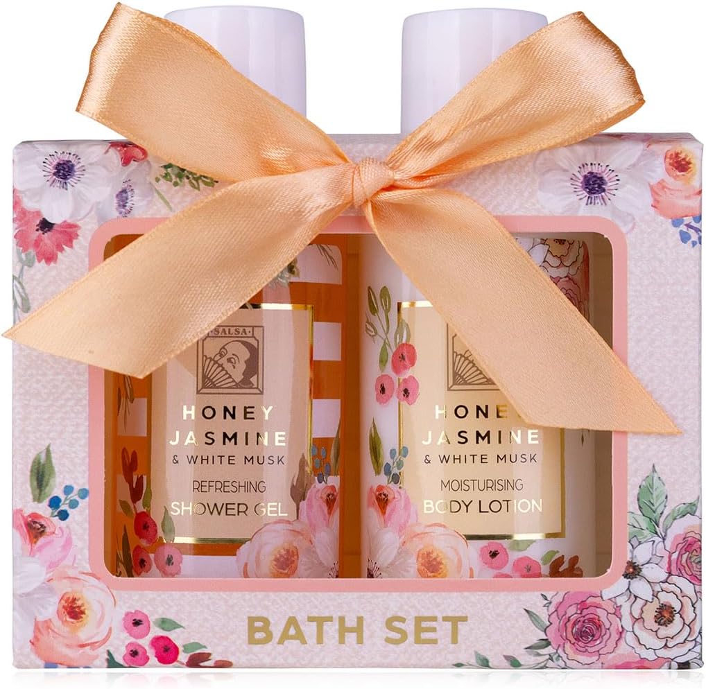 Accentra Set de soins douche pour femmes HONEY JASMINE - Gel douche et lotion dans une belle boîte cadeau - Idéal pour la Saint-Valentin, la Fête des mères & Noël