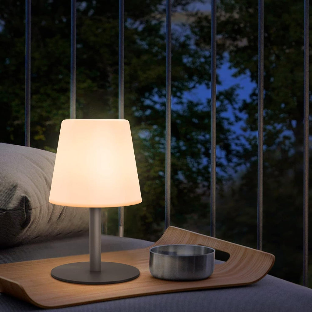 MALUX Lampe de Table sans fil 8 couleurs Blanc chaud Dimmable Lampe Table exterieur Rechargeable IP54 étanche Décoration idéale pour votre maison et votre jardin Table à manger (Gris)