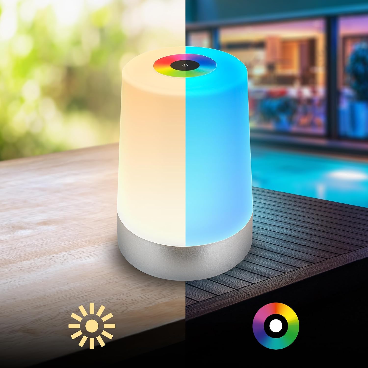 BRILONER - Mini lampe de table LED sans fil, Lampe de chevet à intensité variable Touch, Lampe de bureau, Lampe de lecture, Lampe de table extérieure & intérieure, Bleu