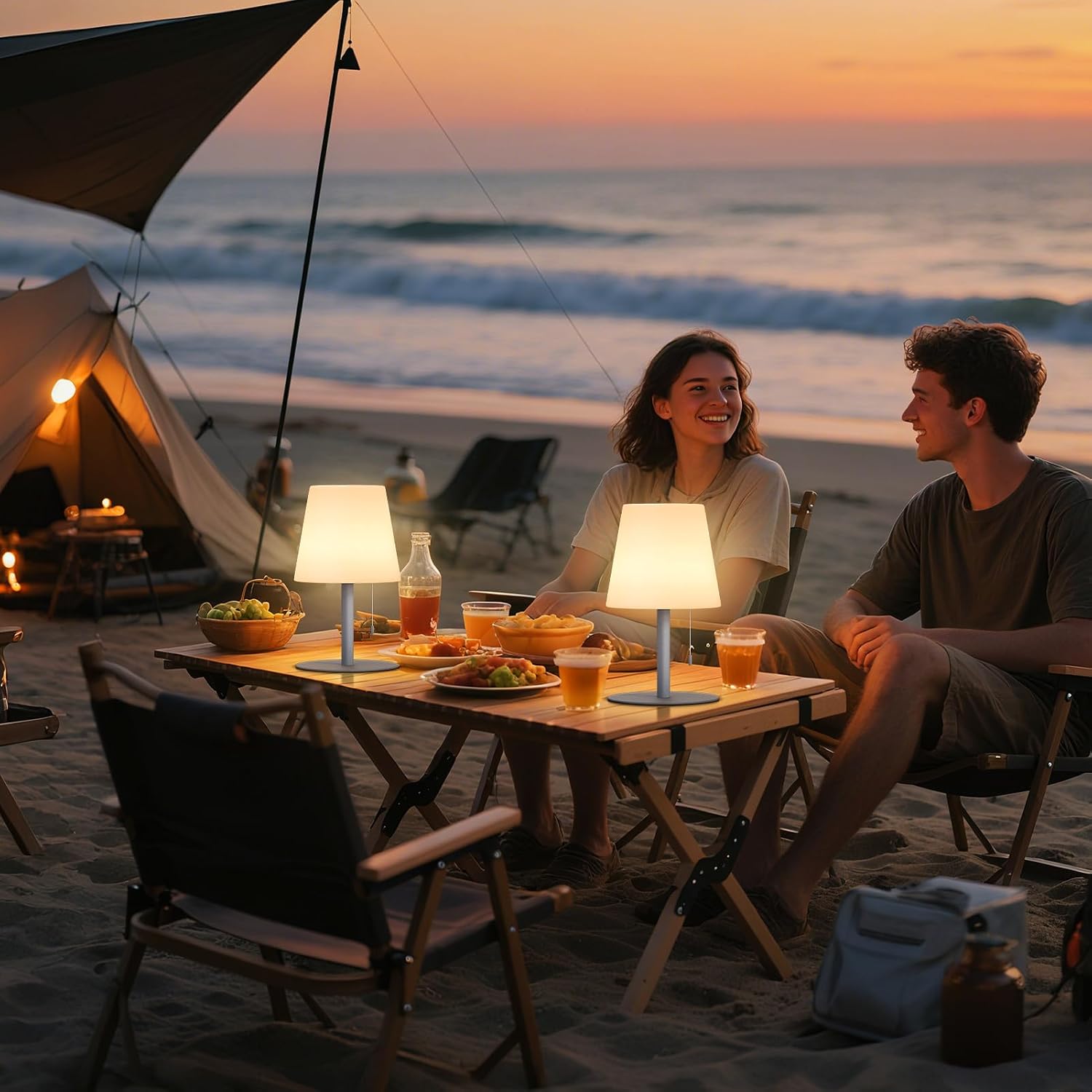 MALUX Lampe de Table sans fil 8 couleurs Blanc chaud Dimmable Lampe Table exterieur Rechargeable IP54 étanche Décoration idéale pour votre maison et votre jardin Table à manger (Gris)