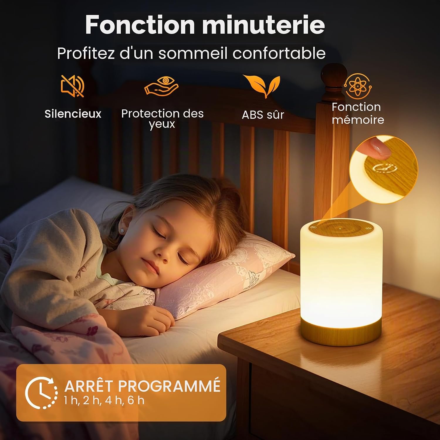 Lampe de Chevet Tactile Intensité Variable, 5 Modes & 256 Couleurs RVB Changement Veilleuse Bébé Enfants Adulte, Lampe d'allaitement LED Rechargeable USB, Lampe de table Sans Fil pour Chambre Ambiance