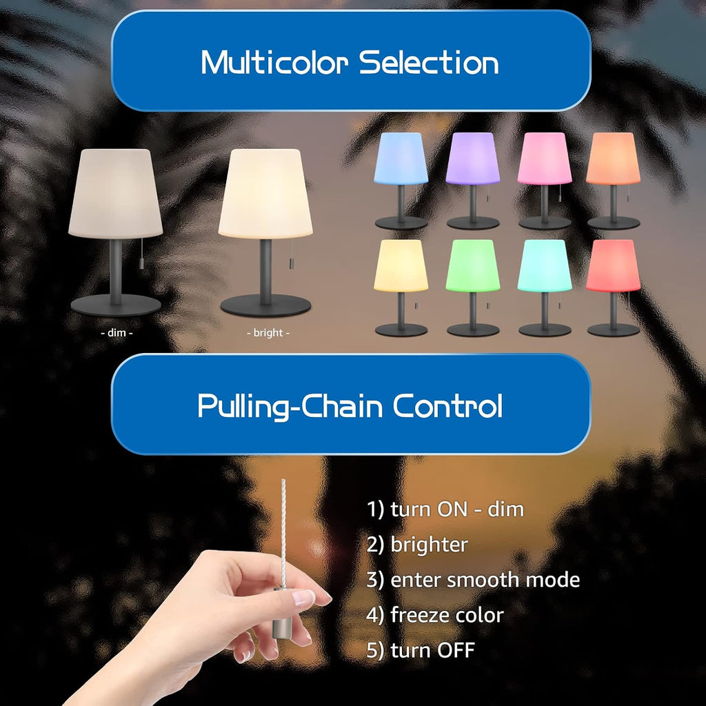 MALUX Lampe de Table sans fil 8 couleurs Blanc chaud Dimmable Lampe Table exterieur Rechargeable IP54 étanche Décoration idéale pour votre maison et votre jardin Table à manger (Gris)