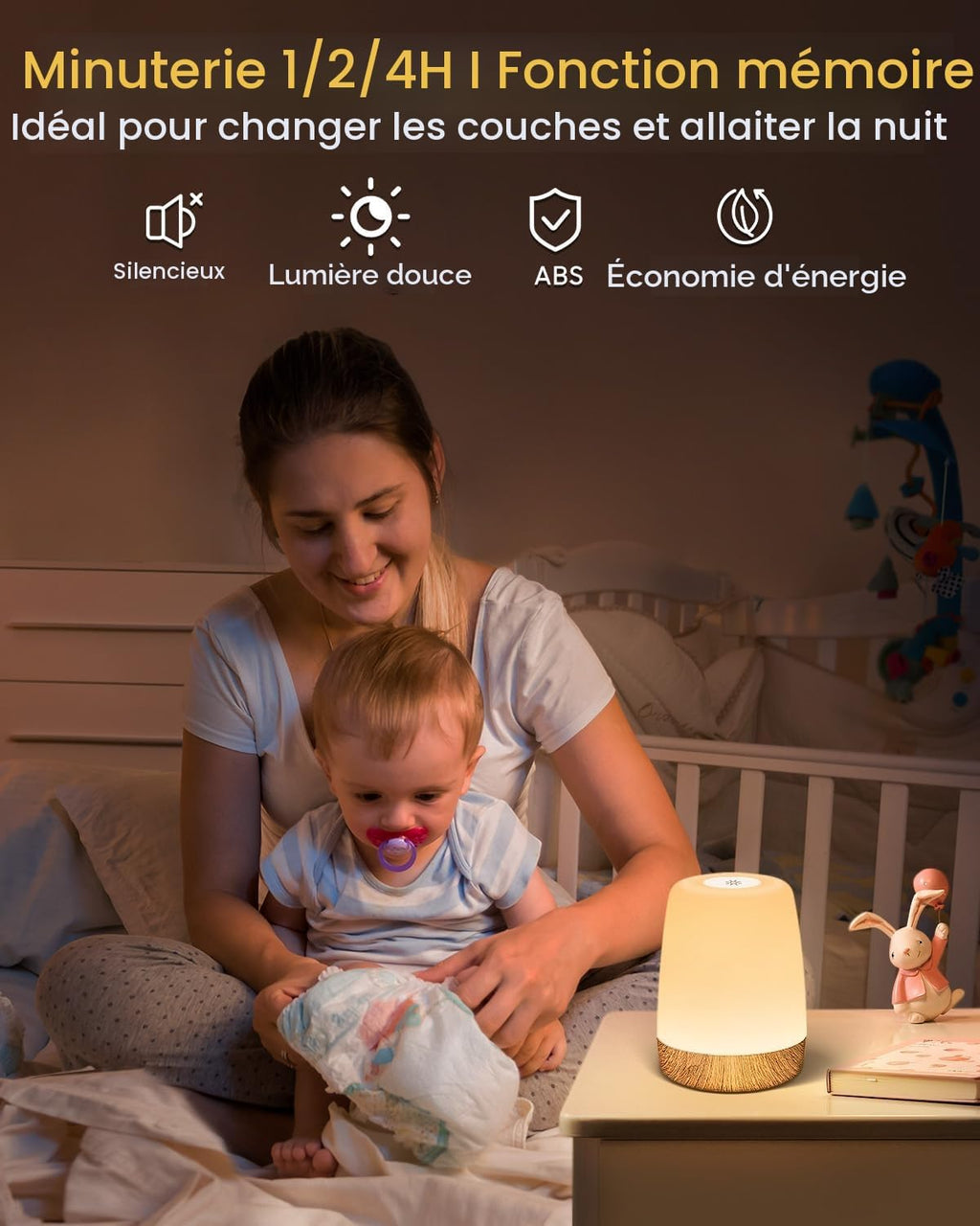 Lampe de Chevet Tactile Intensité Variable, 5 Modes & 256 Couleurs RVB Changement Veilleuse Bébé Enfants Adulte, Lampe d'allaitement LED Rechargeable USB, Lampe de table Sans Fil pour Chambre Ambiance