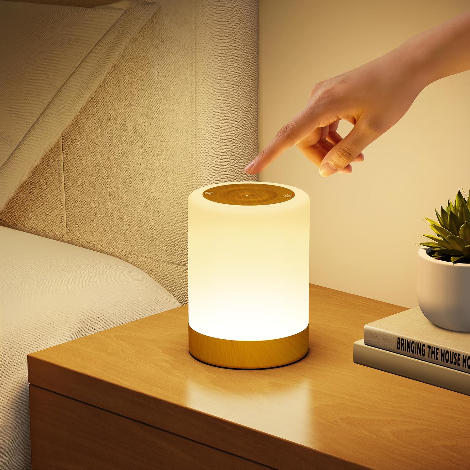 Lampe de Chevet Tactile Intensité Variable, 5 Modes & 256 Couleurs RVB Changement Veilleuse Bébé Enfants Adulte, Lampe d'allaitement LED Rechargeable USB, Lampe de table Sans Fil pour Chambre Ambiance