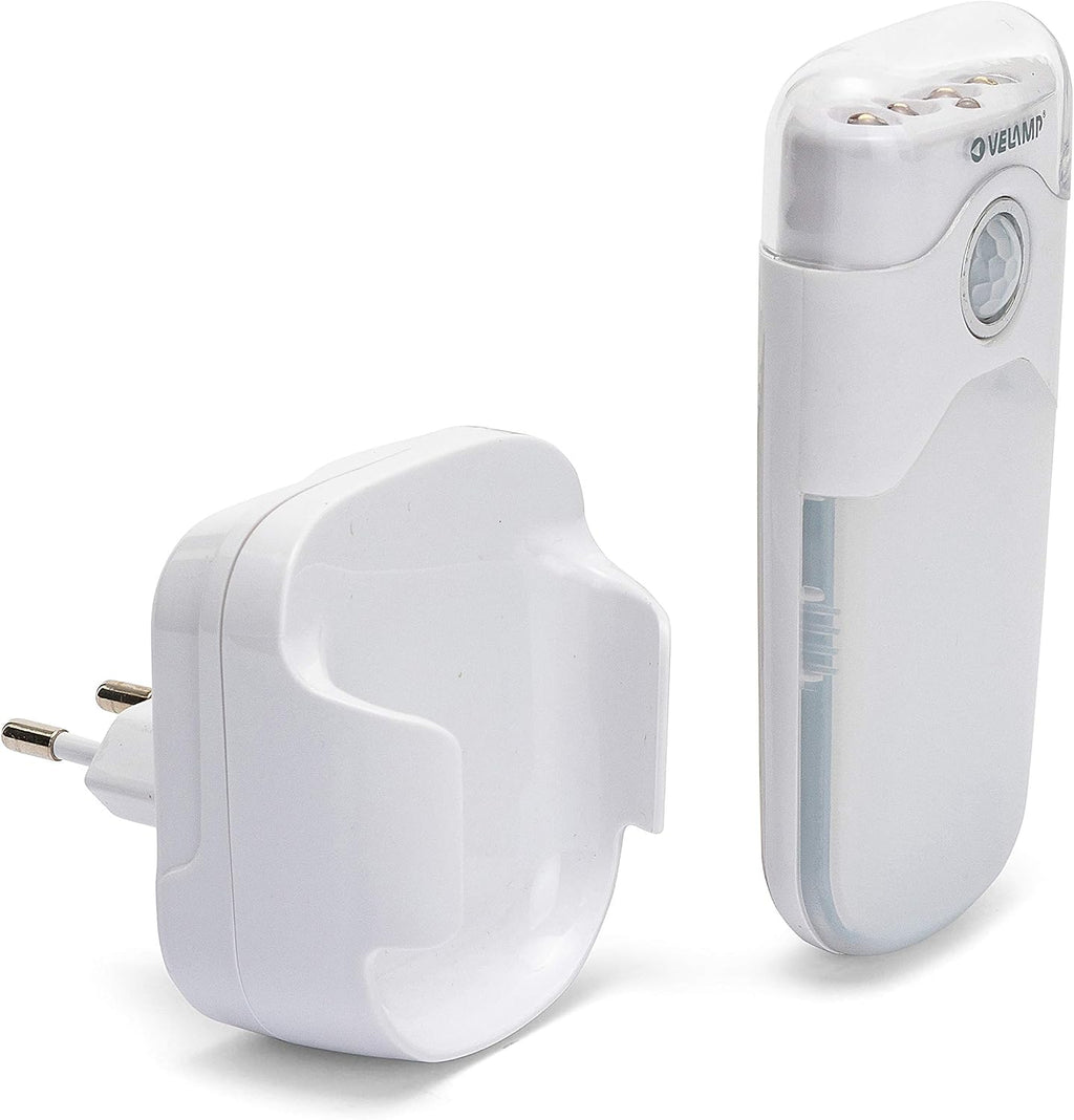 VELAMP - Lampe Torche LED Rechargeable Induction 3 en 1 - Veilleuse Prise Électrique avec Détecteur de Mouvements + Lampe Murale sans Fil Urgence Anti Coupures de Courant + Lampe de Poche Amovible