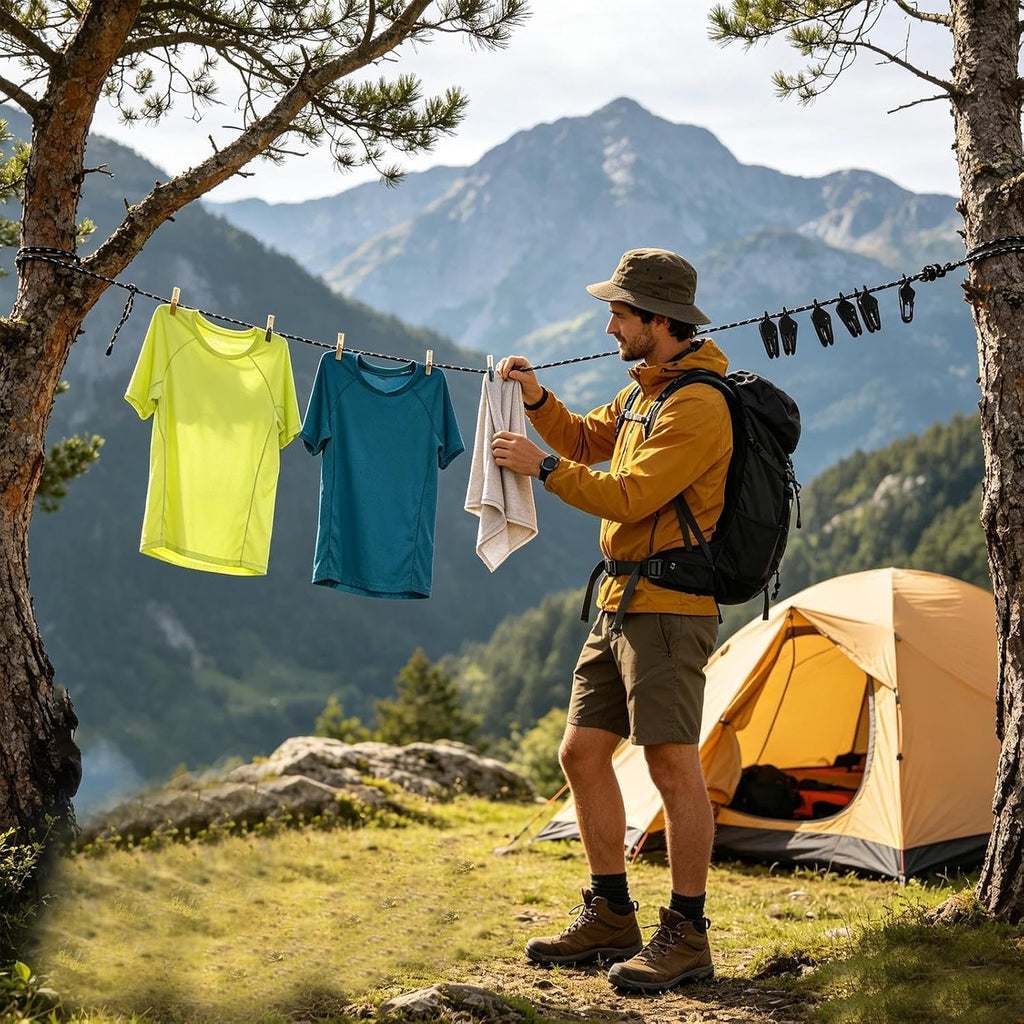 Corde à Linge Portable Renforcé Antidérapant Portable Et Coupe-Vent | Ligne de séchage pour vêtements Pour balcon rampe salle de bain hôtel maison d'hôtes cour camping plage