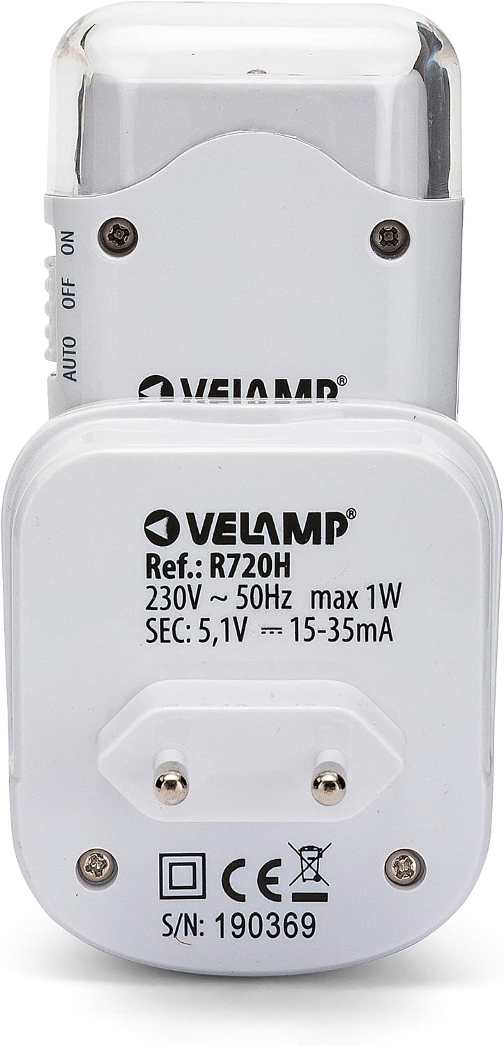 VELAMP - Lampe Torche LED Rechargeable Induction 3 en 1 - Veilleuse Prise Électrique avec Détecteur de Mouvements + Lampe Murale sans Fil Urgence Anti Coupures de Courant + Lampe de Poche Amovible