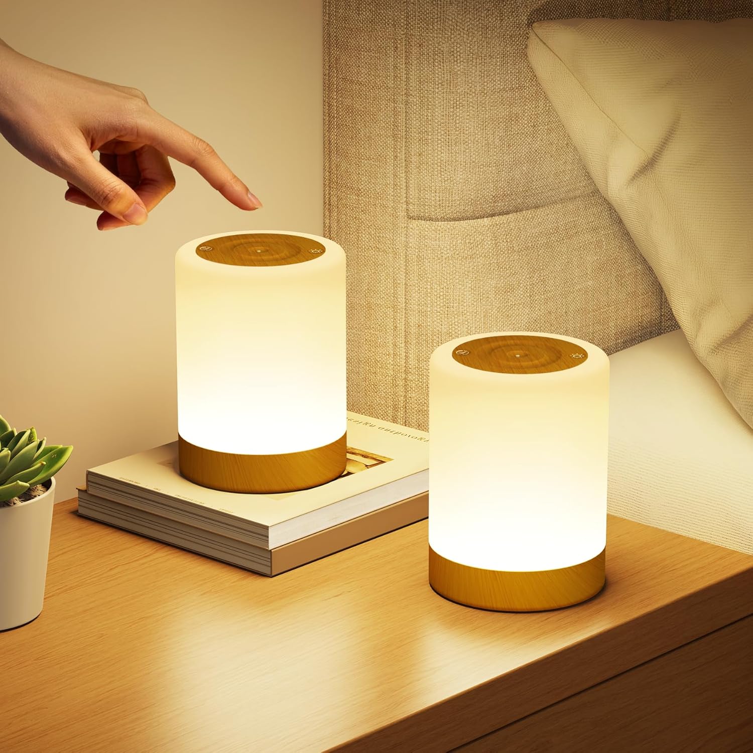Lampe de Chevet Tactile Intensité Variable, 5 Modes & 256 Couleurs RVB Changement Veilleuse Bébé Enfants Adulte, Lampe d'allaitement LED Rechargeable USB, Lampe de table Sans Fil pour Chambre Ambiance