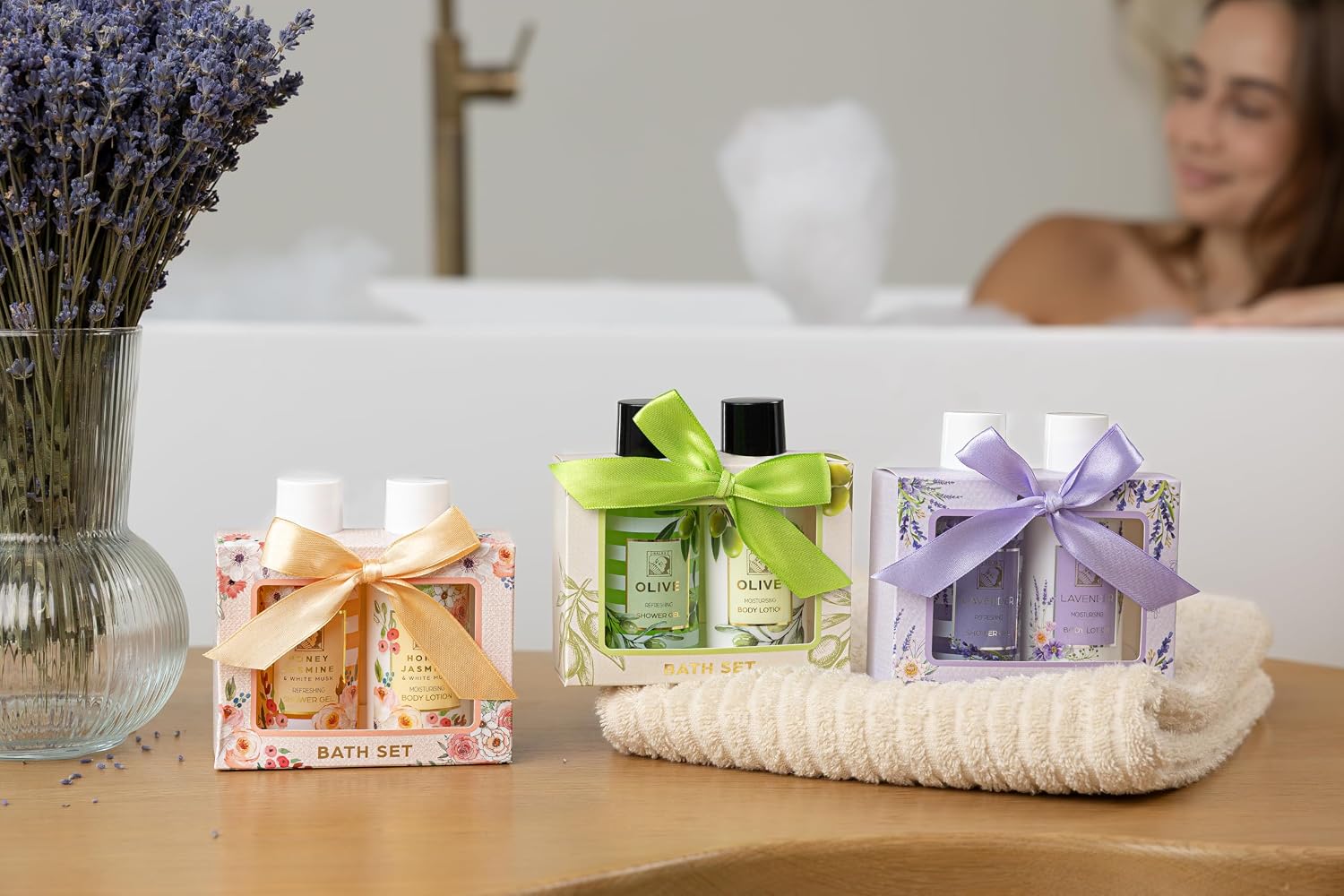 Accentra Set de soins douche pour femmes HONEY JASMINE - Gel douche et lotion dans une belle boîte cadeau - Idéal pour la Saint-Valentin, la Fête des mères & Noël