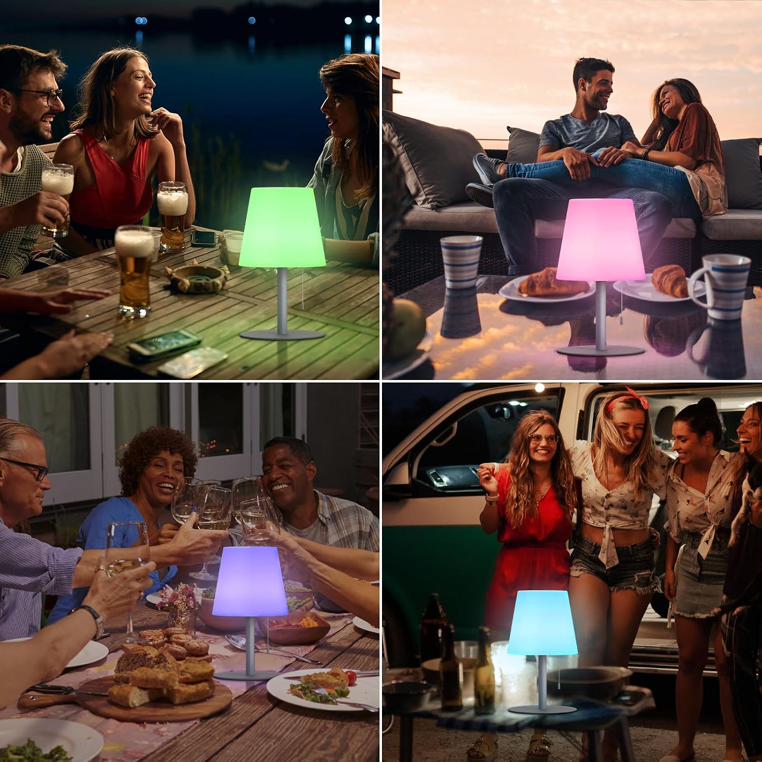 MALUX Lampe de Table sans fil 8 couleurs Blanc chaud Dimmable Lampe Table exterieur Rechargeable IP54 étanche Décoration idéale pour votre maison et votre jardin Table à manger (Gris)